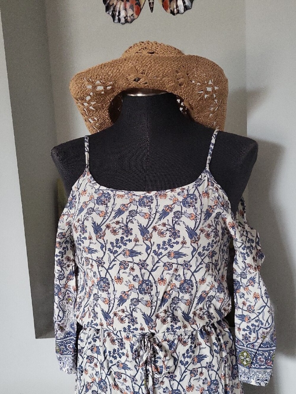 Western Cowgirl Straw Sun Hat with Beaded Accent - Tan - Picture 3 of 14